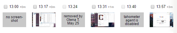 Timeline showing six screenshots at different times (13:00-13:57) documenting smart home system status changes and device interactions.